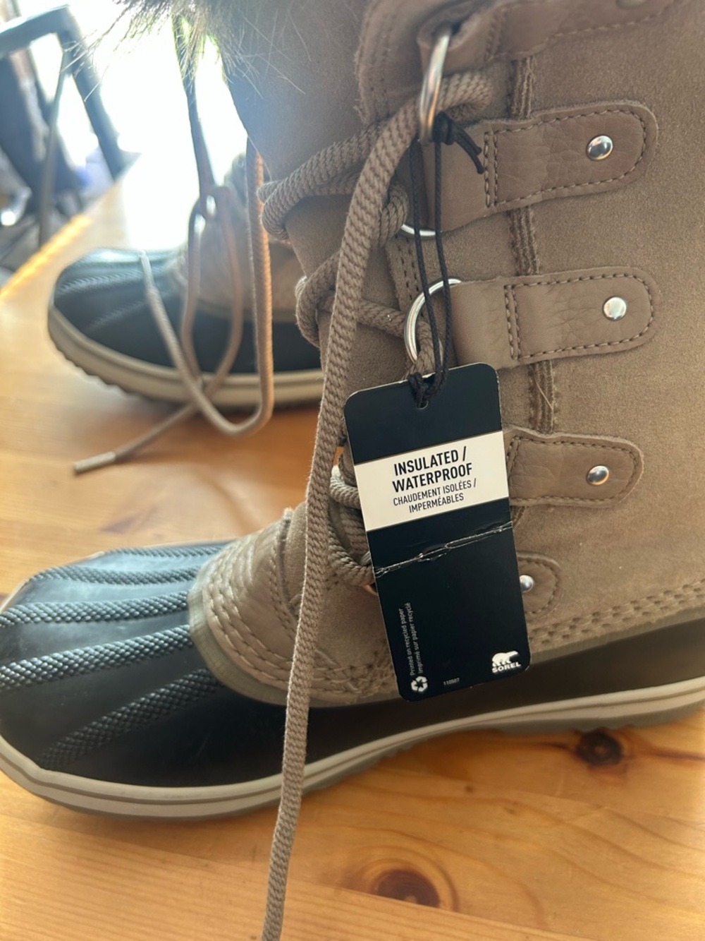 Sorel Women's Fur-Trim Winter Boot in Taupe and Black